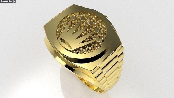 reloj anillo oro diamante imprimible hora joyería joya plata alarma manzana cronómetro pared electrónica despertador general decoración mueble colgante pendiente Temporizador anillos 3d print model - Mito3D