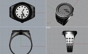 watchring 3dm watch ring jewellery 3dprint silver fashion 3d print model - Mito3D