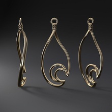 watedrop-moon earring jewelry platinum luxury gold pendant silver jewel printable steel brass metalwork craft accessory fashion elegant sterling ring design earrings 3d print model - Mito3D