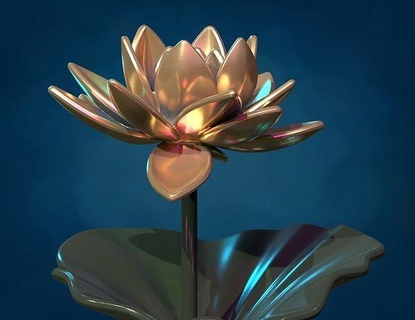water lily lotus flower pond abstract sculpture blender 3d print plant lake leaf waterlily art sculptures 3d print model - Mito3D