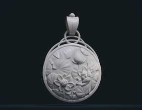 water lily pendant jewelry bog enamel gold pendants 3d print model - Mito3D