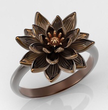 water lily ring jewel big flowers wild bright natural bronze silver gold sterling youth spring texture blossom oxidation jewelry rings 3d print model - Mito3D