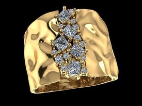 agua anillo lujo joya joyería imprimible oro moderno brillante diamante naturaleza ola Moda belleza anillos 3d print model - Mito3D