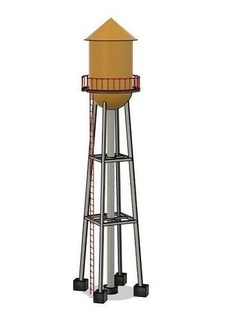 Su kule su kulesi model tren bina ölçekli yapı hobi ho ölçeği kendin yap 3d print model - Mito3D
