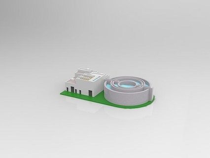 acqua trattamento pianta attività commerciale fabbrica industria delle acque pulita blu edificio tubi scienza ingegneria 3d print model - Mito3D