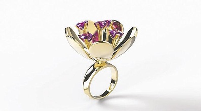 nénuphar bague or argent imprimable diamant bijou bijoux mariage gemme engagement perdu 3djewel 3djewelry 3djewellery anneaux 3d print model - Mito3D