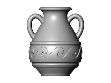 wave pattern vintage urn vase greek key versace meandre roman pottery decoration cnc ornament plaster gypsum moldings relief 3d model printable clay art sculptures 3d print model - Mito3D