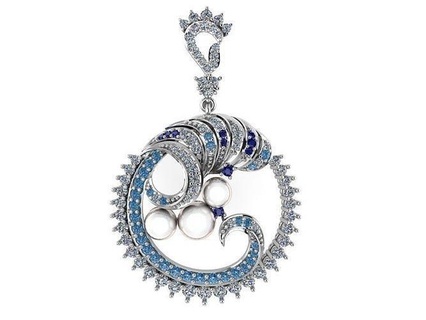 vague pendentif diamant 576 bijoux art or Collier imprimable sterling bijou argent platine gemme brillant colliers bracelet bague ovale anneaux pendentifs 3d print model - Mito3D
