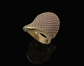 onda anello gioielli 3d i anelli oro argento whitegold disco di platino gemma gioiello gemme stampabile donne stl la sterlina brillante moda e bellezza 3d print model - Mito3D