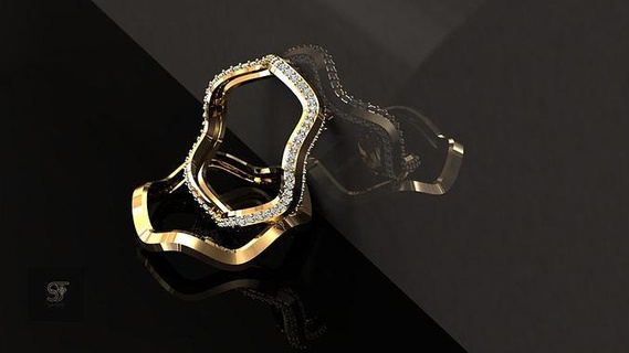 dalga yüzük takı gümüş yazdırılabilir elmas mücevher düğün nişan platin angagem parlak moda altın cad güzellik yüzükler 3d print model - Mito3D