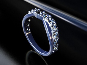wave ring diamonds jewelry diamond jewel gems exclusive gemstones jewellery rings 3d print model - Mito3D