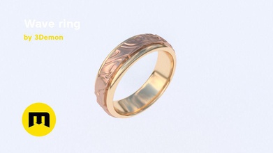 wave ring waves golden gold jewelry rings 3d print model - Mito3D