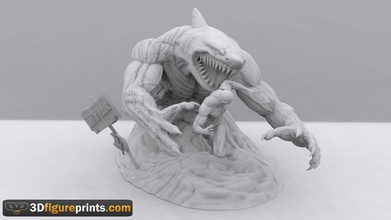 wave of terror flash vs king shark fan art dc kingshark sculptures 3d print model - Mito3D