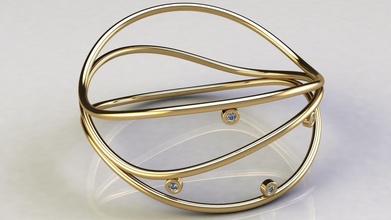 wave three-row diamond bangle jewelry gold printable platinum shining gem bracelet jewel jewellery fashion modern luxury tiffany wire sterling bracelets beauty contemporary 3d print model - Mito3D