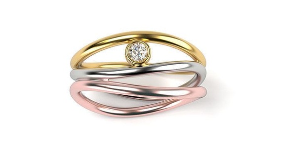 onda linha tamanhos Tiffany ouro joalheria anel imprimível diamante jóia jóias Casamento noivado moda tifany cores 3 3d modelo cópia argolas 3d print model - Mito3D