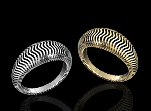 onde anello-nuova versione gioielli 3d stampabile stl anelli anello oro argento disco di platino moda donne elegante le la sterlina 3d print model - Mito3D