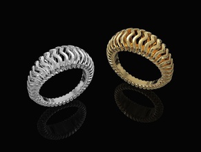las ondas anillo de paredes gruesas 3d imprimible stl la joyería los anillos oro plata el platino moda mujeres con estilo sterling comodidad 3d print model - Mito3D