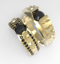 wellenförmige Muster Diamant-ring Schmuck Hochzeit ring diamond Liebe Liebhaber schön Edelstein engagement paar zwei Farben Ringe 3d print model - Mito3D