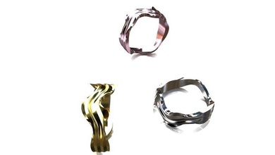 anello ondulato 2 gioielli moda matrimonio gioiello oro argento anelli di nozze 3d print model - Mito3D