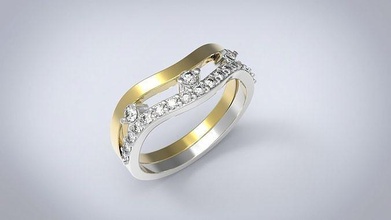 ondulado anillo joyería joya oro plata diamante compromiso platino Moda brillante belleza Esmeralda zafiro rubí enganchar anillos 3d print model - Mito3D
