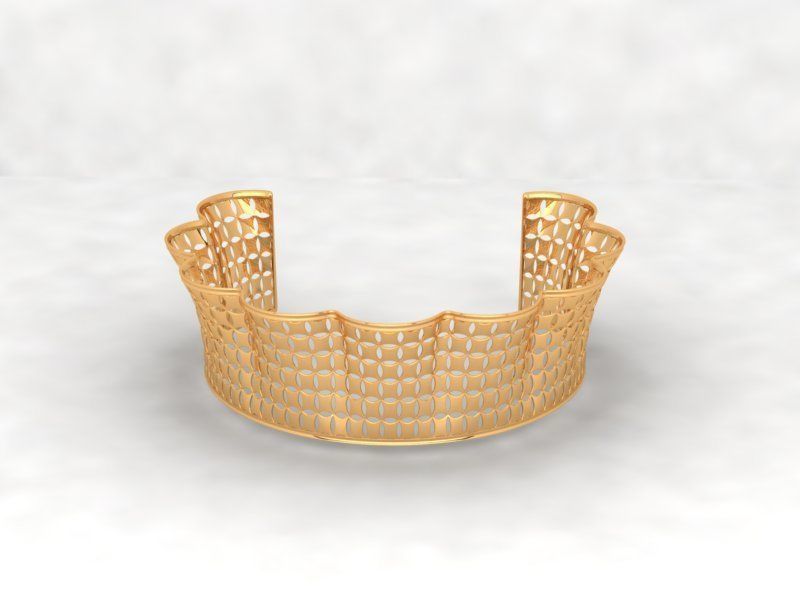 ondé en mosaïque d'or bracelet effilé bijoux or le brassard 3d d'impression de l'impression imprimable prototypage prototype exprimés la coulée joaillerie imprimante bijou les bracelets 3D print model - Mito3D