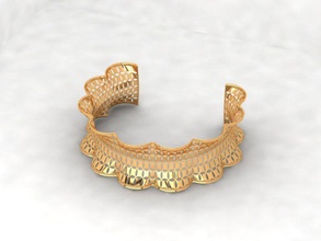 wavy bangle gold golden bracelet cuff jewelry jewellery print printing printable cast bracelets silver fashion modern lux art flower 3d print model - Mito3D