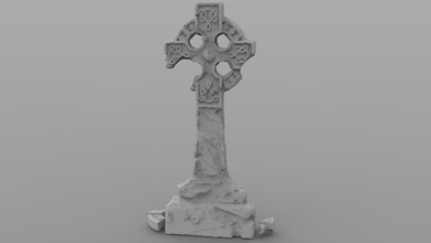 weathered celtic headstone tombstone graveyard gravestone crypt grave cemetery tomb mausoleum churchyard funeral dead gravestones halloween horror stone stones tombstones sculptures house outdoor 3d print model - Mito3D