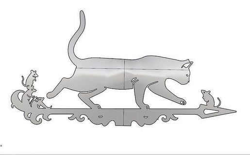 Veleta gato ratón cnc láser cortar millonario viento veleta casa ornamento 3d impresión Arte señales logos 3d print model - Mito3D