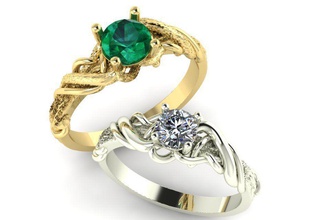 intrecciare rami anello di due opzioni gioielli regalo bella vintage stampabile donne tessitura i gioiello anelli 3dm 3ds stl oro alta poligonale 3d print model - Mito3D
