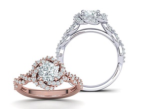 Weben halo engagement ring 3dmodel Schmuck spark-ring usa Kanada Diamant-ring besonderes 3dring bedruckbar ist 4claw american Australien 3dprinting israel cad gold Luxus Ringe 3d print model - Mito3D