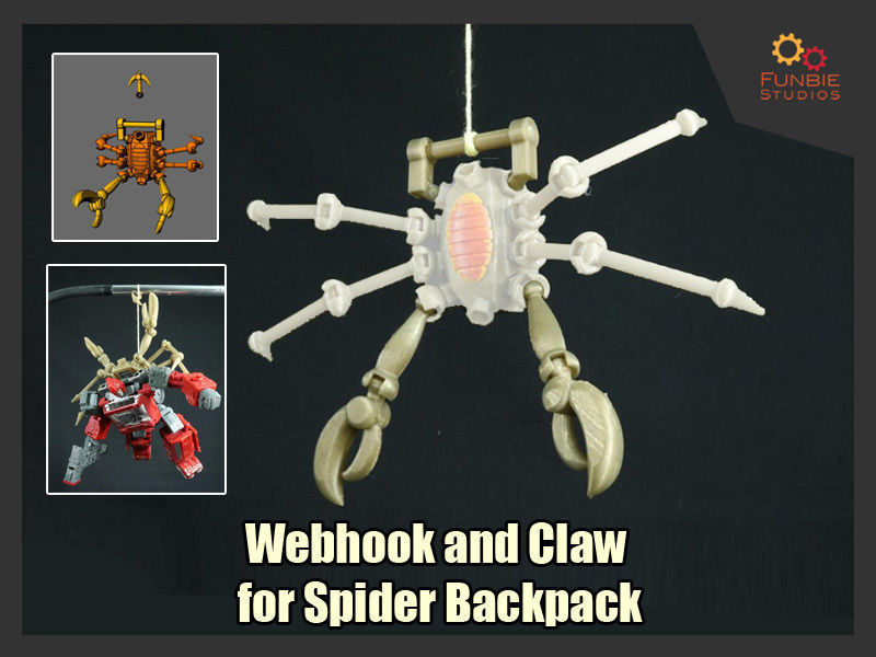 ağ kancası pençe ayriyeten trafo örümcek sırt çantası transformatörler eklentiler aksesuarlar oyunlar oyuncaklar 3D print model - Mito3D