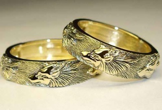 casamento-anel de lobo jóias anel sterling casamento diamante o engajamento moda beleza printable platina anéis 3d print model - Mito3D