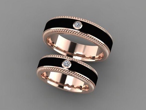 Casamento band rings esmalte 3d impressão cnc modelo jóia ouro joalheria prata imprimível anel diamante jóias gema noivado moda 3d print model - Mito3D