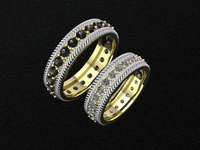 düğün band rings taşlar 3d Yazdır cnc model mücevher altın takı gümüş yüzük elmas parlak moda güzellik yüzükler 3d print model - Mito3D