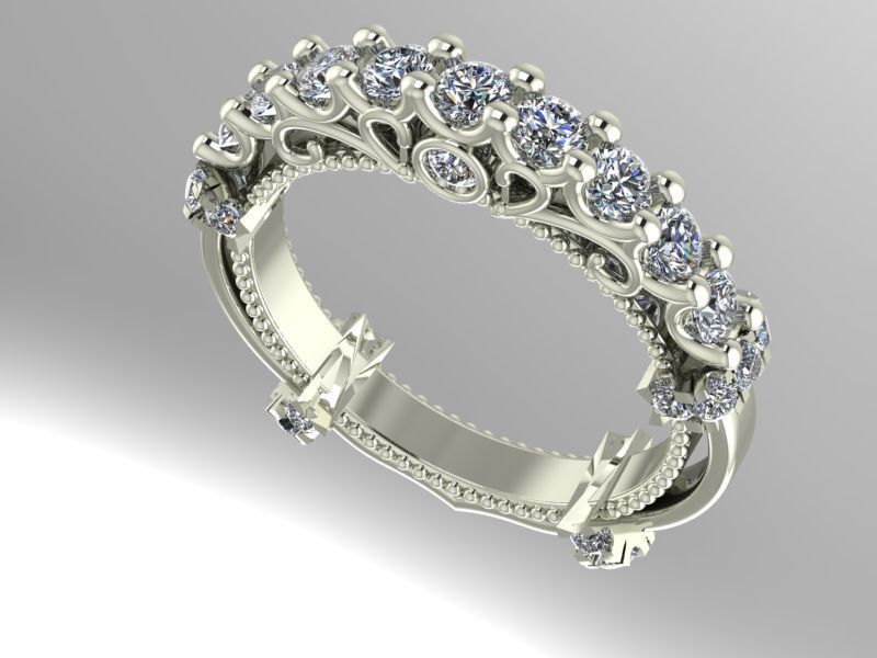 wedding band jewelry diamond ring printable rings 3D print model - Mito3D