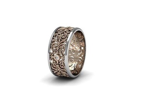 Casamento banda joalheria argolas imprimível noivado bandas diamante anel jóia gema prata brilhante platina ouro jóias moda casamento padronizar 3d print model - Mito3D