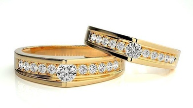 düğün grup 1028 takı yüzük altın yüzükler elmas nişan çift lüks platin gümüş gelin damat bantlar 3d print model - Mito3D