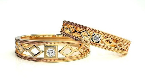 Hochzeit Band 105 Schmuck Ring Gold druckbar brillant Ringe Diamant Engagement Luxus Solitär Platin wertvoll Juwel Silber 3d print model - Mito3D