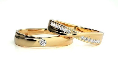 düğün grup 1203 takı yüzük altın yüzükler elmas nişan çift lüks platin gümüş gelin damat bantlar 3d print model - Mito3D