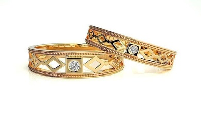 düğün grup 1234 takı yüzük altın yazdırılabilir parlak yüzükler elmas nişan lüks Solitaire platin değerli 3d print model - Mito3D