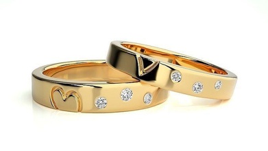 düğün grup 1308 takı yüzük altın yazdırılabilir parlak yüzükler elmas nişan lüks Solitaire platin değerli 3d print model - Mito3D