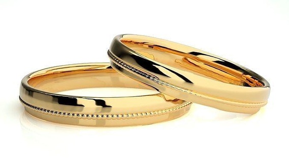 casamento banda 1325 joalheria anel ouro argolas diamante noivado casal luxo platina prata noiva noivo bandas imprimível 3d print model - Mito3D