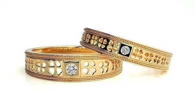 düğün grup 1331 takı yüzük altın yazdırılabilir parlak yüzükler elmas nişan lüks Solitaire platin değerli 3d print model - Mito3D