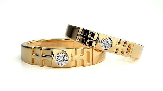nozze gruppo musicale 1347 gioielleria squillare oro stampabile brillante anelli diamante Fidanzamento lusso solitario platino prezioso coppia 3d print model - Mito3D
