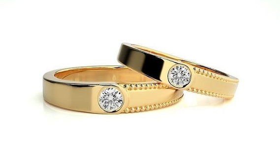 Hochzeit Band 1378 Schmuck Ring Gold druckbar brillant Ringe Diamant Engagement Luxus Solitär Platin wertvoll Paar 3d print model - Mito3D