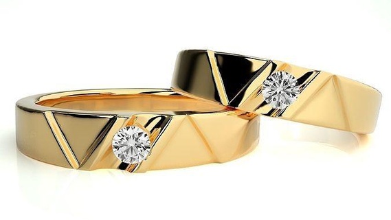 Boda banda 14 11 joyería joya anillo oro imprimible brillante anillos diamante compromiso lujo solitario platino precioso Pareja 3d print model - Mito3D