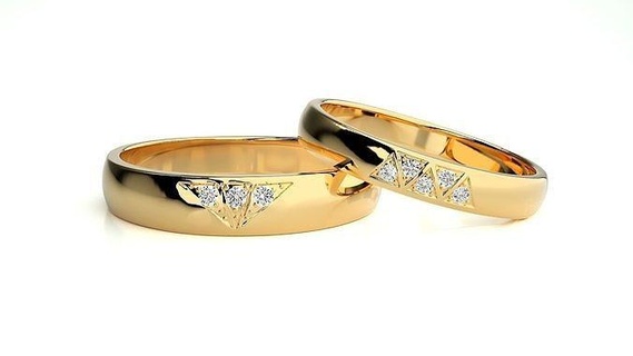nozze gruppo musicale 1663 gioielleria squillare oro anelli diamante Fidanzamento coppia lusso platino argento sposa sposo bande stampabile 3d print model - Mito3D