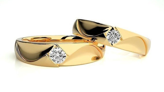 Hochzeit Band 1780 Schmuck Ring Gold druckbar brillant Ringe Diamant Engagement Luxus Solitär Platin wertvoll Paar 3d print model - Mito3D