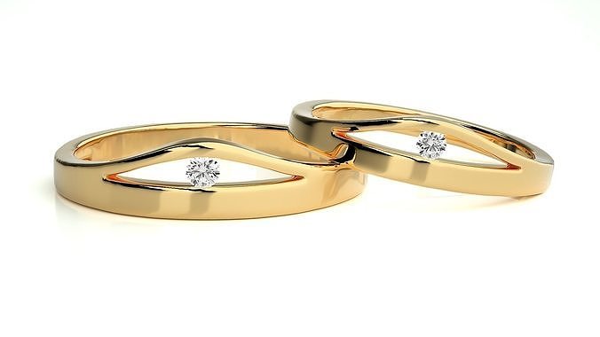 nozze gruppo musicale 1822 squillare oro anelli diamante Fidanzamento coppia lusso gioielleria platino argento sposa sposo bande stampabile 3D print model - Mito3D
