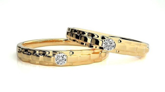 Boda banda 1884 joyería joya anillo oro imprimible brillante anillos diamante compromiso lujo solitario platino precioso Pareja 3d print model - Mito3D